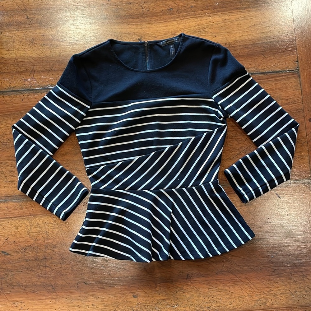 BCBG MAXAZRIA | peplum top | xxs